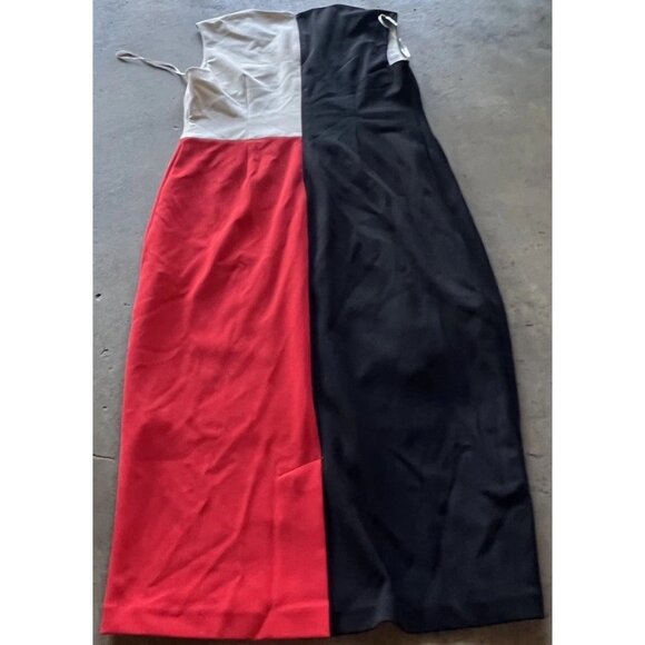 Vince Camuto women’s Size 10 Retro Pattern Red Black White Dress Zip Formal - Picture 4 of 15